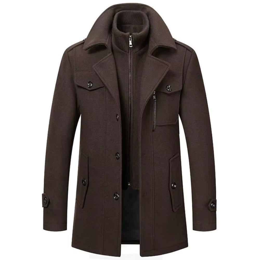 Men Fashion Autumn Winter Wool Trench Coats Fashion Middle Long Jacket Male Double Collar Zipper Coat Windbreak Woolen Overcoat