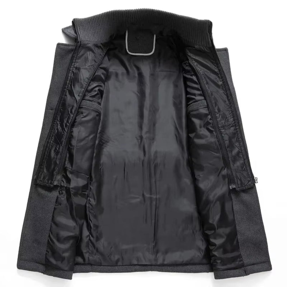 Men Fashion Autumn Winter Wool Trench Coats Fashion Middle Long Jacket Male Double Collar Zipper Coat Windbreak Woolen Overcoat