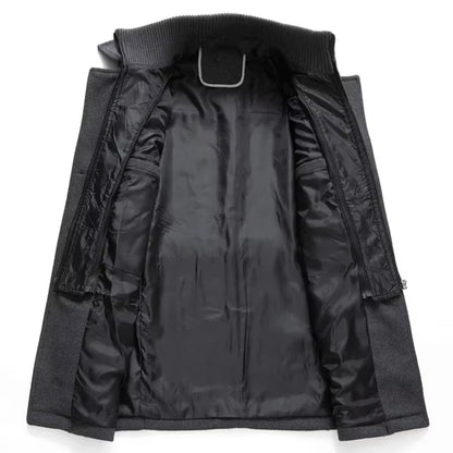 Men Fashion Autumn Winter Wool Trench Coats Fashion Middle Long Jacket Male Double Collar Zipper Coat Windbreak Woolen Overcoat