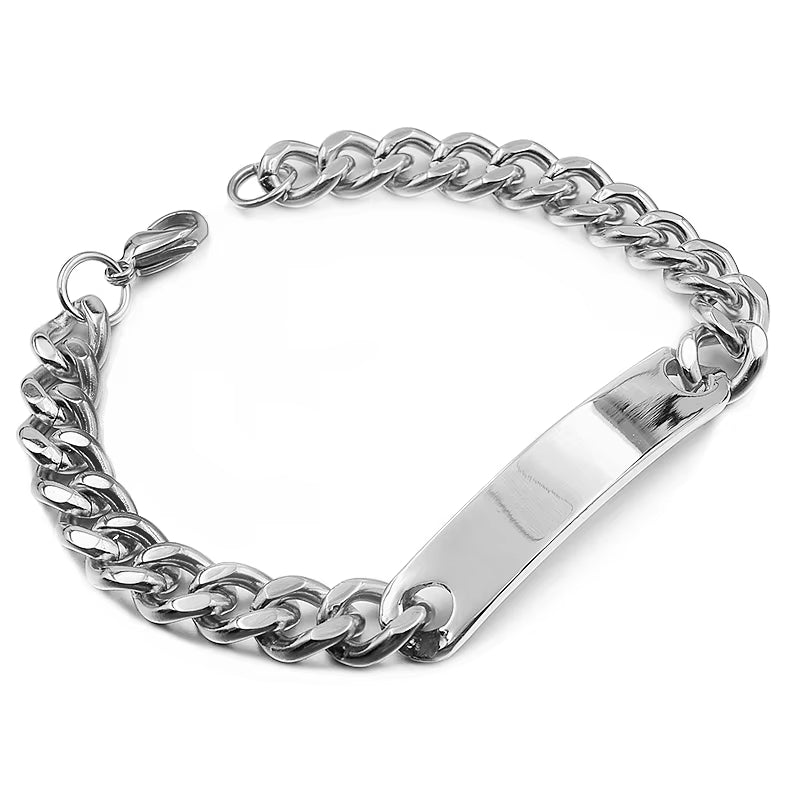 Stainless Steel ID Bracelet for Women Men 2025 Jewellery Fashion Chain Cuff,4 Colors, Wholesale Items,Wb001